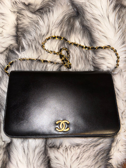 CHANEL rare full flap vintage box leather shoulder bag