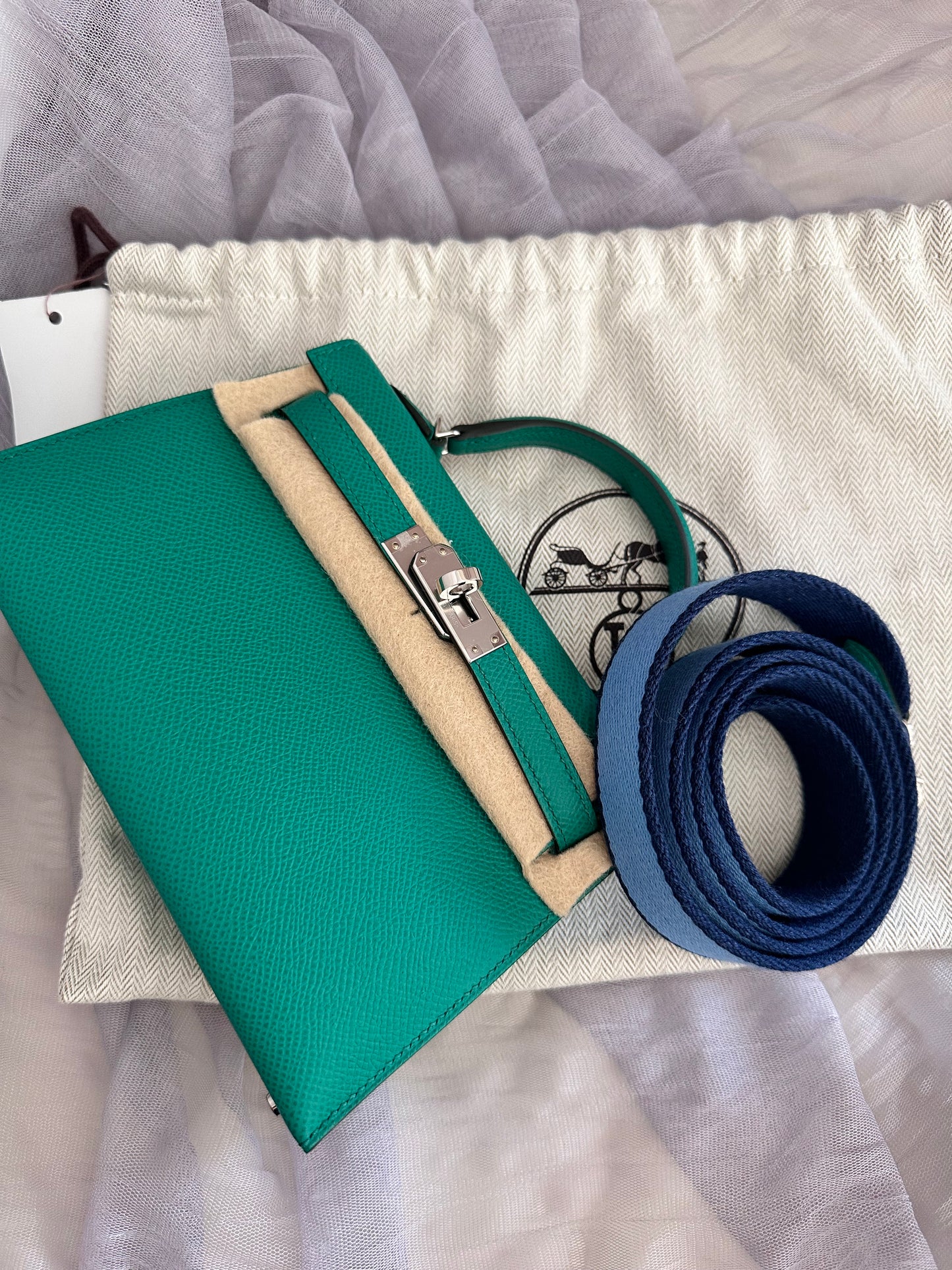 Hermes Vert Jade Mini Kelly Epsom Sellier Palladium Hardware