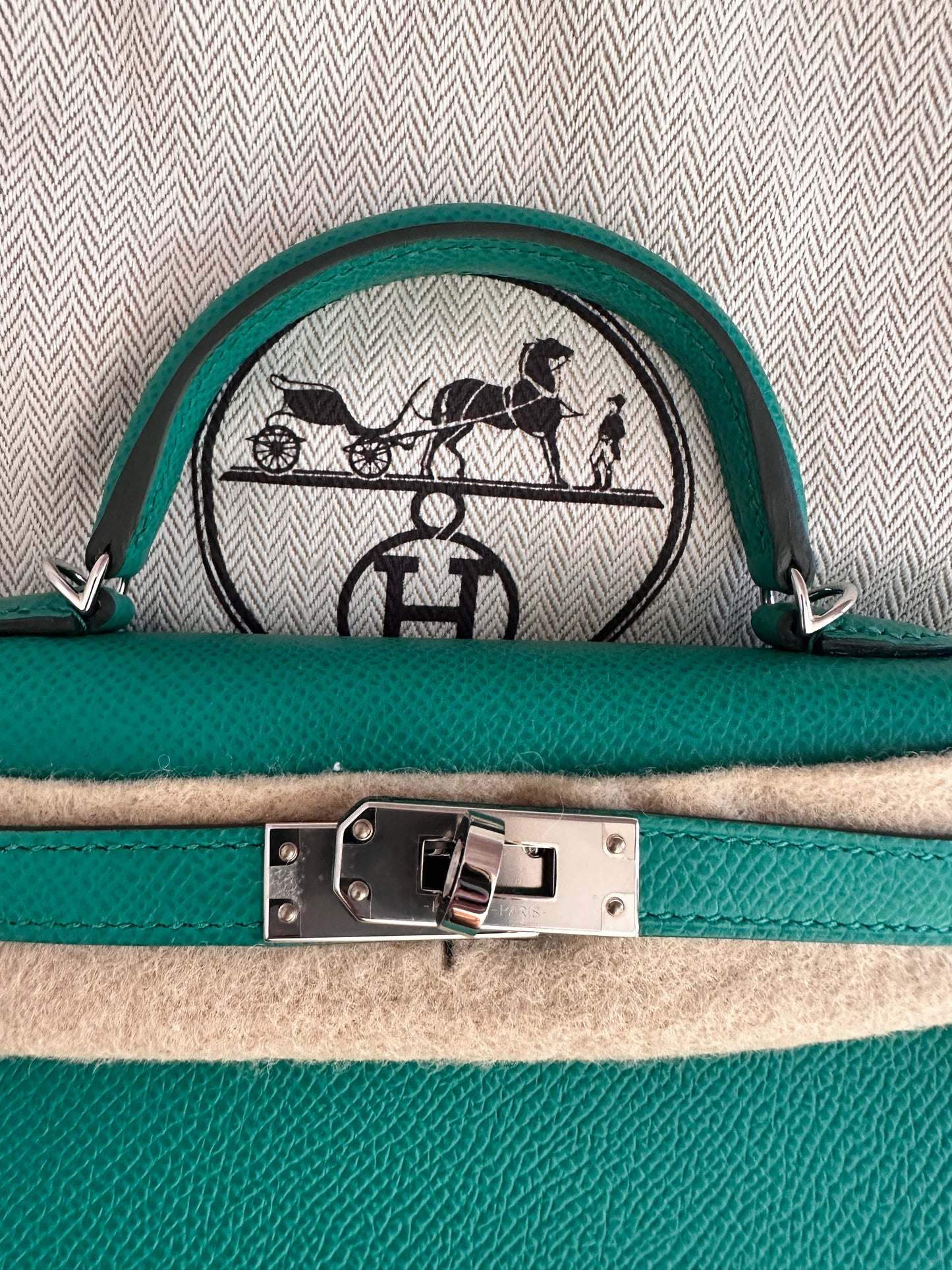 Hermes Vert Jade Mini Kelly Epsom Sellier Palladium Hardware