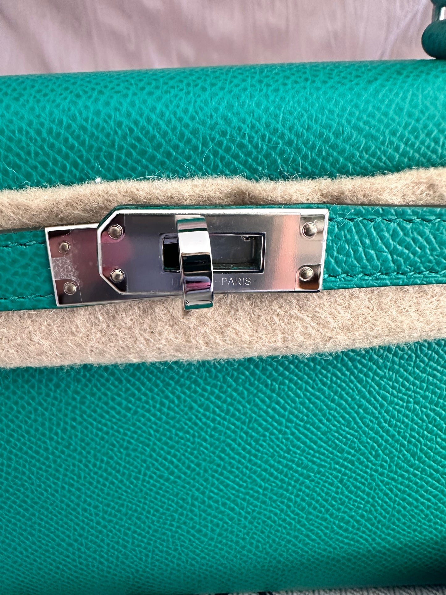 Hermes Vert Jade Mini Kelly Epsom Sellier Palladium Hardware