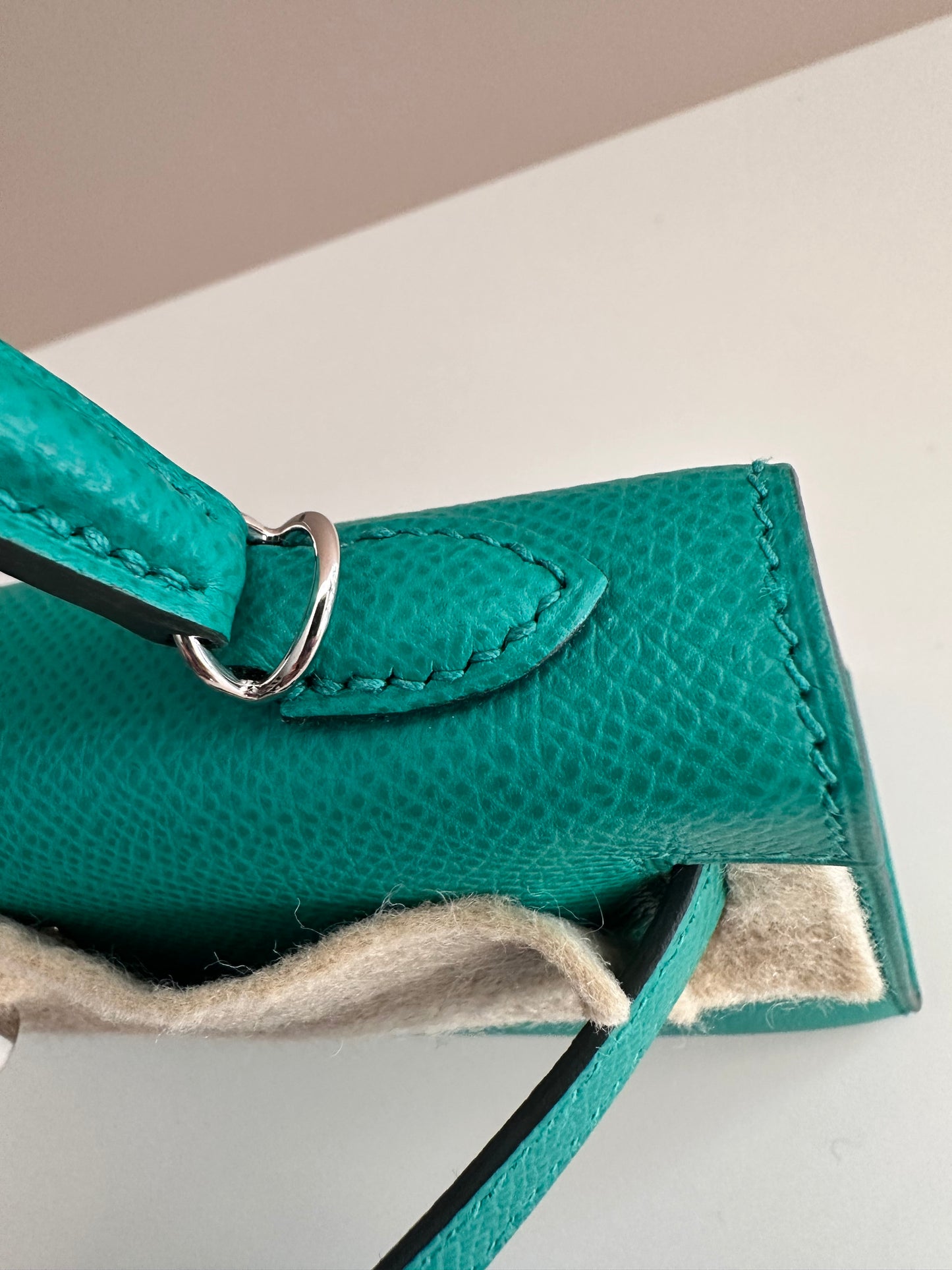 Hermes Vert Jade Mini Kelly Epsom Sellier Palladium Hardware