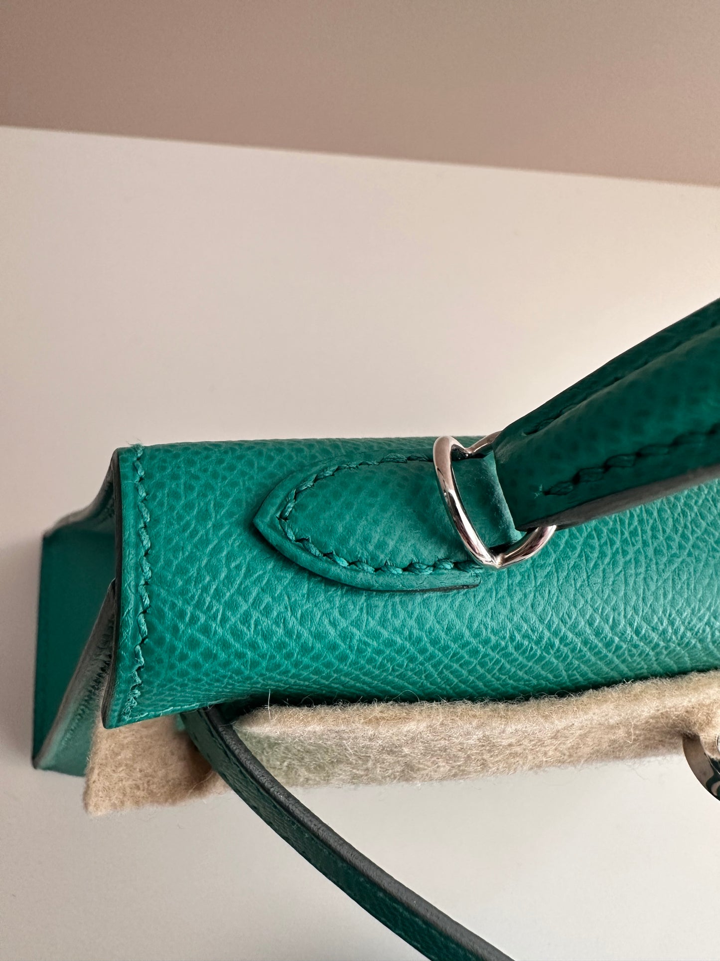 Hermes Vert Jade Mini Kelly Epsom Sellier Palladium Hardware