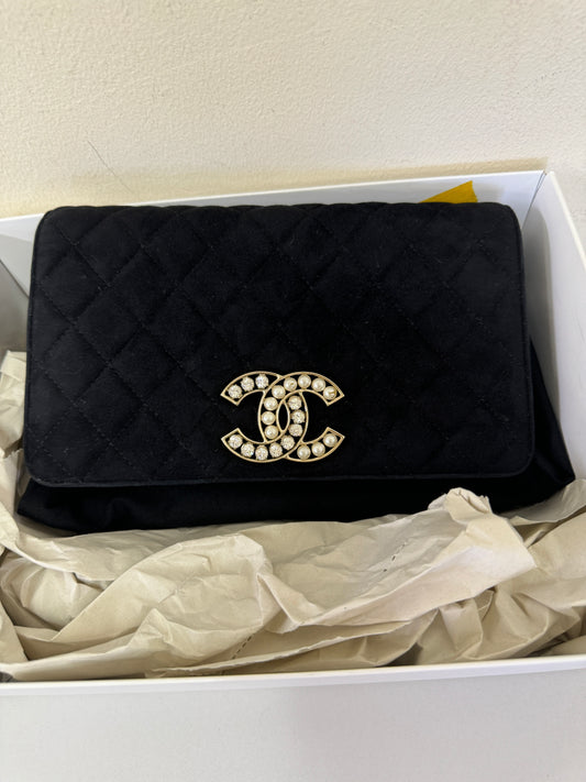 Chanel Rare Suede with pearls and Chanel 19 wallet