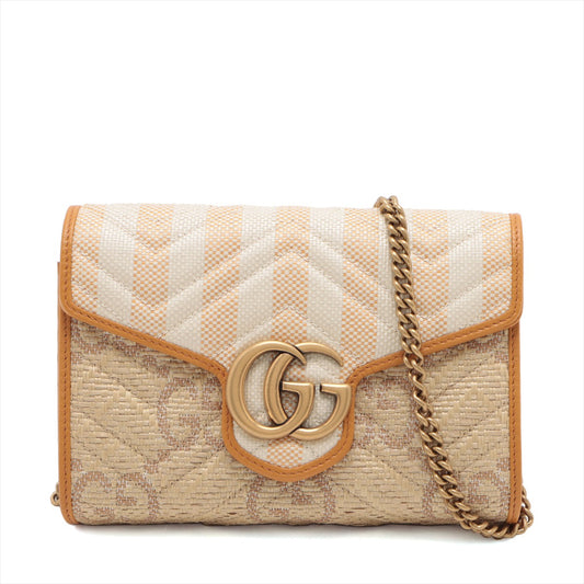 Gucci GG Marmont Raffia Wallet on Chain